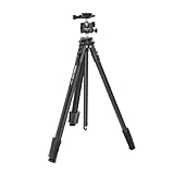 Qukaim S600X+GS10 Tragbares Kamerastativ, 360° drehbarer Kugelkopf, Aluminiumlegierung, max. 164,5 cm Höhe, 10 kg Tragkraft, Fotografie-Reisestativ mit Tragetasche