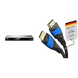 Panasonic DP-UB424EGS Ultra HD Blu-ray Player (4K Blu-ray Disc, VoD, DLNA, 2X HDMI, USB, Silber) & KabelDirekt 4K HDMI-Kabel - 5 m (Schwarz/Blau)