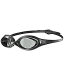 arena Spider Anti-Fog Schwimmbrille Unisex für Erwachsene, Schwimmbrille mit UV-Schutz, Selbstjustierender Nasensteg, Hypoallergene Silikon Dichtungen, Schwarz (Smoke-Black-Black)