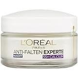 L'Oréal Paris Nachtpflege für das Gesicht, Feuchtigkeitspendende Anti-Aging Nachtcreme mit Calcium zur Minderung von Falten, Anti-Falten Experte 55+, 1 x 50 ml