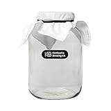 Kombucha XL Fermentierglas Set mit 2,65l Gärglas, Schraubdeckel, Gummiband und Tuch aus Baumwolle zum verschließen, ideal zum Fermentieren von 2,4l Kombucha, Fermentiergläser, Kombucha Starter Set