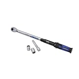 Goodyear Premium Drehmomentschlüssel, Einstellbar von 42 bis 210 Nm, Antrieb 1/2' Vierkant, inkl. Verlängerung und Stecknüsse 17 mm und 19 mm, Blau, Schwarz, Silber