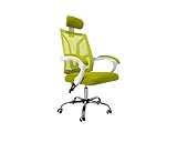VBChome Bürostuhl Weiß - Grün Stoffsitz Sessel Rotierend mit Hoch Reguliert Computerstuhl Arbeitsstuhl Gaming Stuhl Drehbarer Bürostuhl Ergonomisch Entspannung