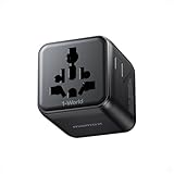 MOMAX Mini Reiseadapter Weltweit mit 2 AC-Steckosen, Universaler Stromadapter für 150+ Länder, Europa (Typ C/E/F), USA/Japan (Typ A), UK (Typ BF), Australien (O) und mehr