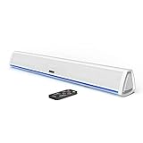 Audible Fidelity Soundbar für TV-Geräte mit Bluetooth, Lautsprecher für TV, PC, Gaming mit RGB-LED-Display, Air Tube & 2.0 Kanal-Verstärker, Fernbedienung (Weiß)