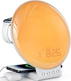 Dekala Lichtwecker Tageslichtwecker Sonnenaufgang Sonnenuntergang Simulation, Vollbild Wake Up Light mit Wireless Charger, Touch/APP-Steuerung für Kinder & Erwachsene