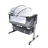 biusgiyeny Kinderbett Babybett Beistellbett Baby Kinderbett Babybett Beistellbett Zustellbett Matratze Höhenverstellbares Babybett mit Rollen Einstellbar, 0-6 Monate