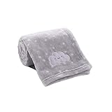 CREVENT Kleine Flauschige warme Baby-Überwurfdecke für Jungen, Kleinkinder, Kinderbett, Kinderwagen, 75 cm x 100 cm, graue Wolke