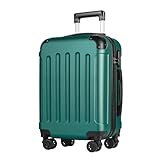 yonsly® Koffer Suitcase M Dunkelgrün, Trolley Reisekoffer, Rollkoffer Handgepäck mit 4 Rollen 360°, ABS Hartschalen, Sicherheitsschloss, Weicher Gummigriff, 210D-Futter