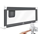 KESSER® Bettgitter 200cm Bettschutzgitter Kinderbettgitter für Kinder Babybettgitter Klappbar, Kinderbett Kinderbettschutzgitter Rausfallschutz, Bett & Elternbett hoch: 72 bis 96cm + Tasche Dunkelgrau