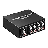 Aboiled Bidirektionale RLAudio-Umschaltbox mit 4 Anschlüssen, Audio-Drehschalter, Plug-and-Play-Audio-Splitter für TV-Spielekonsole, Einfache Installation, Einfache Bedienung