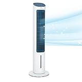 Klarstein Klimagerät Mobil, 5-in-1 Mobiler Luftkühler mit Nachtmodus, Ventilator Leise, Luftbefeuchter & Luftreiniger, Mobiles Klimagerät ohne Abluftschlauch, Turmventilator 360 m³/h, 50 Watt, Weiß
