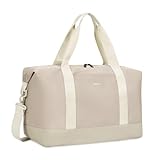 ECOHUB 30L Reisetasche Handgepäck Groß, für Easyjet Handgepäck 45x36x20, Faltbare Handgepäck Tasche für Flugzeug, Sporttasche mit Abnehmbar Nass-Tasche, Weekender Damen Herren(Beige)