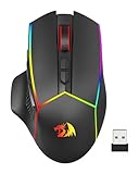 Redragon Kabellose Gaming-Maus, Tri-Mode 2.4G/USB-C/Bluetooth Ergonomische Maus Gaming, 8000 DPI, RGB Hintergrundbeleuchtung, Voll Programmierbar, Wiederaufladbare Kabellose Computermaus für Laptop PC