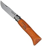 Opinel 113080 Carbon Erwachsene Messer-Größe 8-Nicht rostfrei, Natur, N° 08, Hartholz Braun