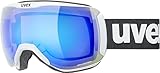 Uvex downhill 2100 CV - Skibrille für Damen und Herren - konstraststeigernd - verzerrungs- & beschlagfrei - white matt/blue-green - one size