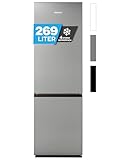 Heinrich´s Kühlgefrierkombination 269 Liter, Kühlvolumen 198L, Gefrierfach 71L,LED Beleuchtung,Kühlschrank Türanschlag wechselbar, leise 39dB,große Tiefkühlboxen, 7 Temperaturstufen, (inox)