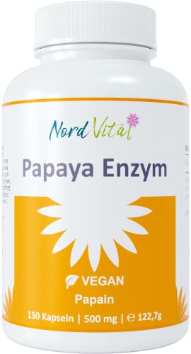 NEU! Papaya Enzym - HOCHDOSIERT! - 150 Kapseln - 1500 mg Papain pro Tagesdosis - Vegan - ohne unerwünschte Zusätze - laborgeprüft - deutsche Produktion