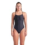 Arena Damen Women's Feel Solid Light Drop Back Swimsuit Ladies Athletic Swimwear Badeanzug, schwarz/schwarz, 70