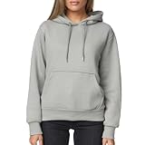 Smith & Solo Hoodie Damen – Kapuzenpullover Frauen Baumwolle Long, mit Kapuze Pullover Sweatshirt Rundhals, Slim Fit Freizeit Sport Langarmshirt, Hoodies Training - Pulli Streetwear (L, Grau)