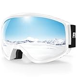 Findway Skibrille Erwachsene für Herren Damen, Snowboardbrille für Brillenträger, OTG UV-Schutz Kompatibler Helm Anti Fog Skibrillen, Silber Sphärisch Verspiegelt