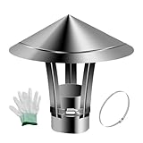 Regenhaube 50-160 Mm Schornsteinabdeckung In Edelstahl 201, Rund Kamindach Lüftungsaufsatz Mit Zubehör Und Handschuh, Vogelschutz Kaminabdeckung(120 mm/4.7 in)