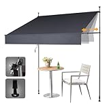 HOMEDEMO Klemmmarkise Markise Balkon ohne Bohren, 200cm x (120-150) cm Anthrazit, Upgrade Patent mit Verlängerten Einziehbaren Seitenstangen, UV-beständig Balkonmarkise höhenverstellbar Sonnenschutz