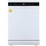 Midea Spülmaschine 60 cm MDWEF1433DW-WE, Geschirrspüler Freistehend 14 Maßgedecke, Besteckkorb, höhenverstellbarer Oberkorb, Aqua-Stopp, Startzeitvorwahl, Weiß