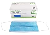 Medi-Inn+ Mundschutz Atemschutz Gesichtsmaske Einwegmaske mit Elastikbändern Typ II 3-lagig blau (50 Stück)