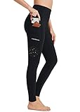 BAYGE Damen Sport Leggings Winter Hohe Taille Fleece Gefüttert Wasserdicht Blickdicht Bauchkontrolle Slim Fit Yogahose Sporthose Sweathose Fitnesshose mit Taschen, Schwarz, S