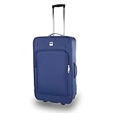 SIGN Stoffkoffer Trolley Reisekoffer Inline Rollen (Handgepäck-Mittel-Groß-Sehr Groß) (Blau, Großer Koffer (71cm))