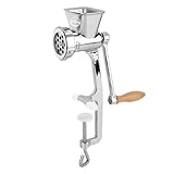 Kitchen Professionals Handfleischwolf aus hochwertigem Edelstahl mit 4 Lochscheiben, Spritzgebäckvorsatz & Wurstfüllrohr, ideal für Fleisch und Gemüse