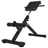 GORILLA SPORTS® Hyperextension Rückentrainer - 5-Fach Verstellbar, Klappbar, mit Beinfixierung, bis 120 kg, Schwarz/Weiß - Rückenstrecker, Bauchtrainer, Römischer Stuhl, Fitness, Training, Home Gym