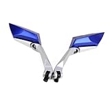 DECORNIJIA Drehbare Motorrad Rückspiegel aus Aluminium Blau Spiegelstiel Klare Glasoberfläche Einfache Montage für Scooter und Motorbike Paar Seitenspiegel für Sicht und