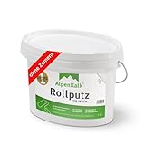 AlpenKalk® Rollputz Rau | 1,0mm Körnung | Hohe Deckkraft, Premium Qualität & verarbeitungsfertig | Roll- und Streichputz für Innen | 7 kg für ca. 12 m²