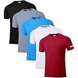 5 Pack Herren Workout Laufshirts UPF 50+ Sonnenschutz Rash Guard T-Shirts Quick Dry SPF UV Swim Short Sleeve Shirts 5P Rot 05 XL