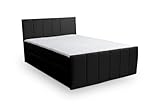 VENASI MÖBEL Boxspringbett mit Bettkasten Matratze H2/H3 und Topper Claudine (Schwarz, 140 x 200 cm)