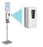 GIANTEX Desinfektionsspender automatisch mit Sensor, Mobiler Desinfektionsständer mit Klapprahmen A4, Desinfektionsstation stehend höhenverstellbar, Hygienewächter Hygienespender Desinfektionssäule