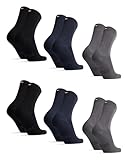 DANISH ENDURANCE 6 Paar Bambus Business Socken, Bunte Sommersocken, Superweich & Atmungsaktiv, Anti-Blasen, Unisex für Herren & Damen, Mehrfarbig (2x Schwarz, 2x Grau, 2x Marineblau), 43-47