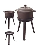 Dutch Oven Topf aus Gusseisen mit Griff und Deckel, für Camping, Zuhause, Kochen, Grillen, Backen, 4,5 l