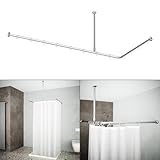 AQUABAD Hastaflex Vario Duschvorhangstange, Chrom, für Dusche und Badewannen von 90x90cm bis 80x175cm