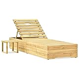 Mengtu Sonnenliege mit Tisch Grün Imprägniertes Kiefernholz Gartenliege Liegestuhl Balkonliege Strandliege Gartenmöbel Relaxliege Terrassenliege Garten Liege