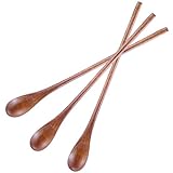 3 Stück Kleine Holzlöffel Honig Holzlöffel Holz Handgefertigter Honiglöffel Langen Griff Kaffeelöffel Langen Servierlöffel Mini-Esslöffel Suppenlöffel Teelöffel für Honig Marmelade Dessert Eiscreme
