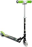 muuwmi Aluminium Scooter Neon - 125 mm Räder - ABEC 5 Lager - Höhenverstellbarer Lenker - Geeignet für Kinder - GS-Zertifiziert - Bis zu 100 kg - mit Leuchtrollen - Tretroller in grün-schwarz
