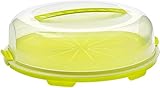 Rotho Fresh flache Tortenglocke mit Haube und Tragegriff, Kunststoff (PP) BPA-frei, grün/transparent, (35.5 x 34.5 x 11.6 cm)