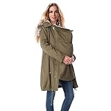 Gyaimxfu Frühling und Herbstjacke Damen Lang Warm Baumwolljacke Tragejacke Umstandsjacke Umstandsmode Herbst 3 In 1 Schwangerschaftsjacke Mit Babyeinsatz Umstandsmantel Herbstjacke mit Taschen 1