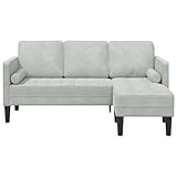 vidaXL 3-Sitzer Helles Graues Sofa | Ergonomisches Design | Fleckenresistent | Polyester | Bequeme Sitzgelegenheit | Für Wohnzimmer | Modern | Rechteckige Möbel | Für Innen