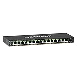 NETGEAR GS316EP Switch 16 Port Gigabit Ethernet LAN PoE Switch Plus (mit 15x PoE+ 180W & 1x SFP, Managed Netzwerk Switch mit IGMP Snooping, QoS, VLAN, lüfterlos)