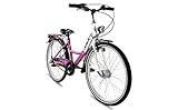 XB3 24 Zoll Mädchen-Kinder-Fahrrad Shimano Nabendynamo, 3 Gang Nabenschaltung, Rücktrittbremse, City-Damen-Bike, StVO, LED-Licht pink