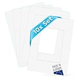 PHOTOLINI Passepartout 30x40 aussen für 20x30 innen, 10x säurefrei 1,5 mm Passepartout Karton Reinweiß, alterungsbeständige Schrägschnitt - Passepartouts, Präsentation & Schutz von Bildern und Fotos